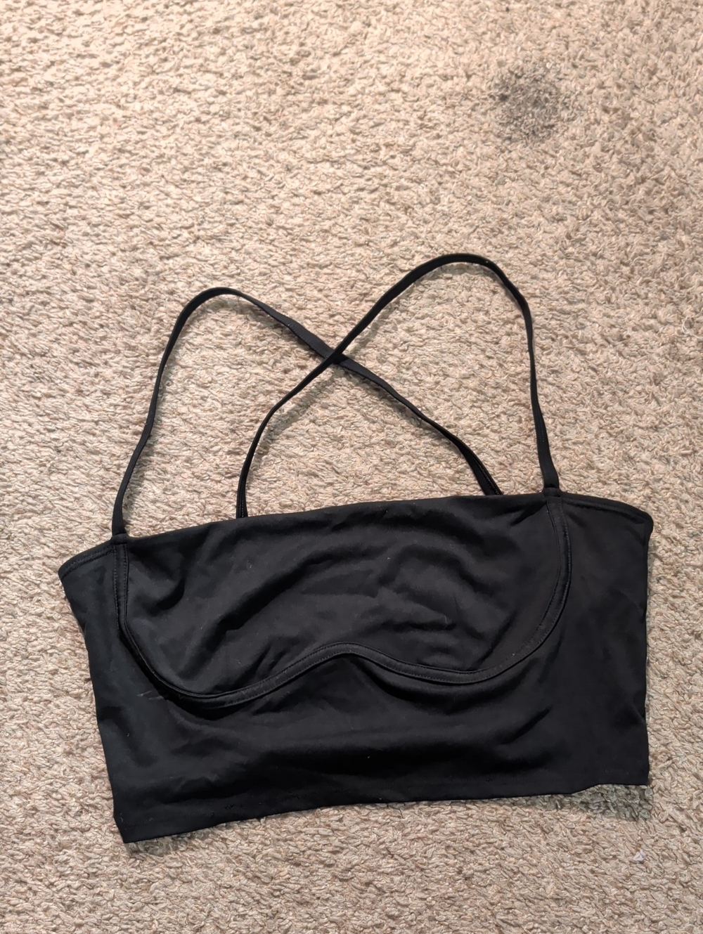Forever 21 Black Crisscross Strap Bandeau Crop Top